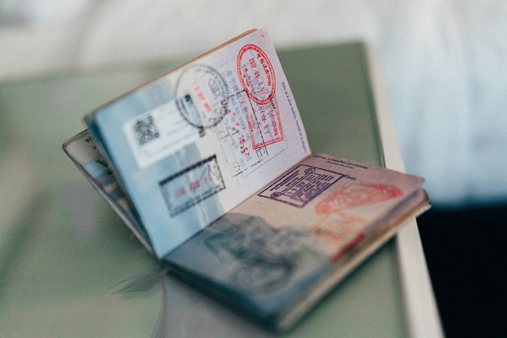 Passport with visa stamps